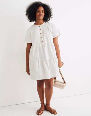 Madewll + Button Front Short Sleeve Mini Dress