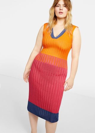 Mango + Tricolour Ribbed Dress