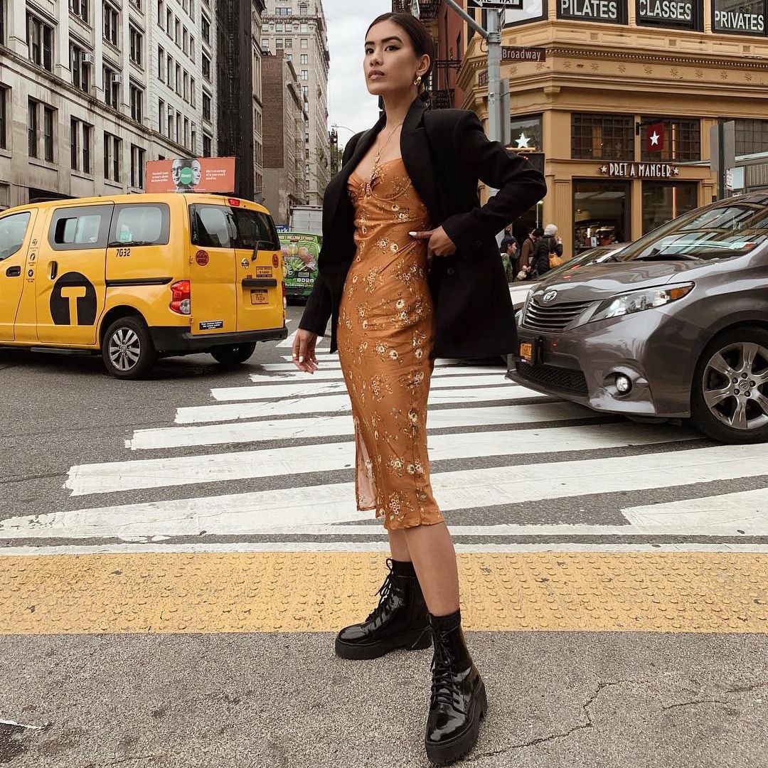 10 Chic Ways to Wear Ankle Boots With Dresses | Who What Wear, image size:1080x1080