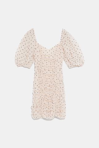 Zara + Polka Dot Draped Tulle Dress