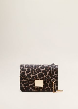 Mango + Leopard-Print Leather Bag