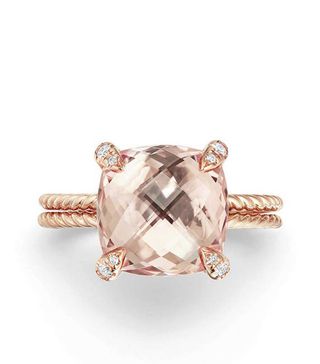 David Yurman + Châtelaine Morganite & Diamond Ring in 18k Rose Gold