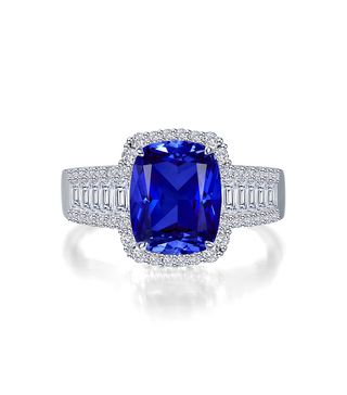 Lafonn + Fancy Lab Created Sapphire & Simulated Diamond Halo Ring