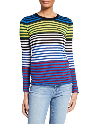 Replica Los Angeles + Cool Stripe Metallic Embroidered Safety Pin Tee