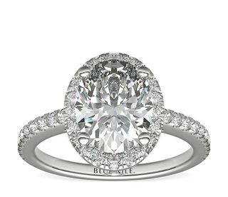 Blue Nile + Oval Halo Diamond Engagement Ring Setting