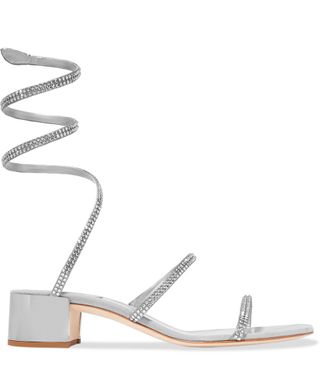 René Caovilla + Cleo Crystal-Embellished Satin and Suede Sandals