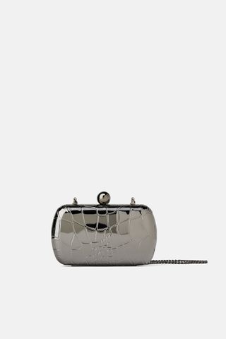 Zara + Embossed Metallic Handbag