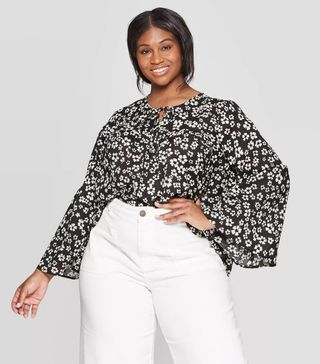 Who What Wear x Target + Long Sleeve V-Neck Blouse