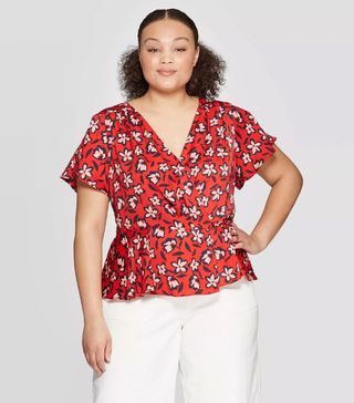 Who What Wear x Target + V-Neck Wrap Top