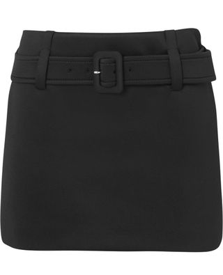 Prada + Belted Tech-Jersey Mini Skirt