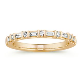 Shane Co. + Baguette and Round Diamond Wedding Band