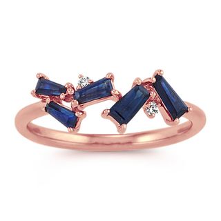 Shane Co. + Baguette Traditional Sapphire and Diamond Ring