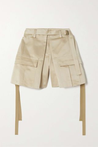 Sacai + Belted Layered Satin Shorts
