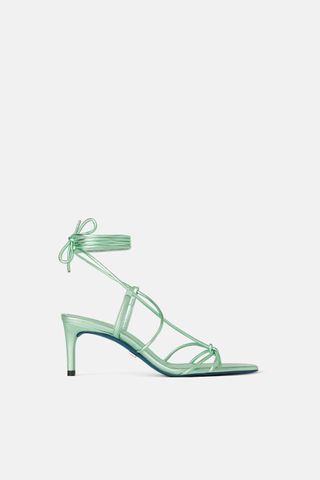 Zara + Blue Collection Leather Mid-Heel Shoes