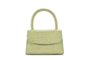 By Far + Mini Sage Green Croco Embossed Leather