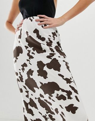 ASOS Design + Bias Cut Midi Slip Skirt