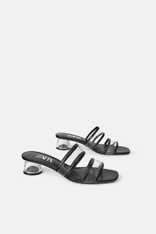 Zara + Methacrylate Heeled Sandals With Vinyl Straps