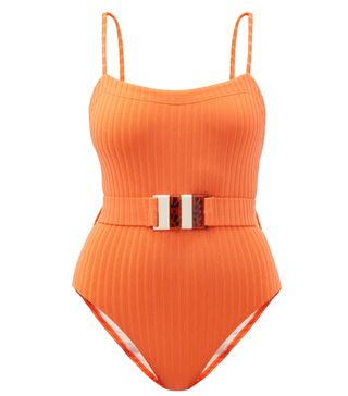 Solid & Striped + The Gemma belted ribbed swimsuit