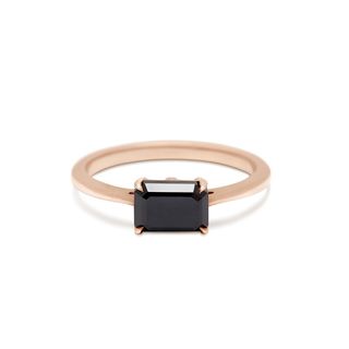 Anna Sheffield + Bea East/West Solitaire Ring, Rose Gold & Black Diamond