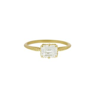 Megan Thorne + Emerald Cut Diamond Evergreen Ring in Yellow Gold