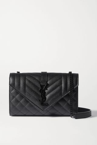 Saint Laurent + Envelope Small Quilted Textured-Leather Shoulder Bag