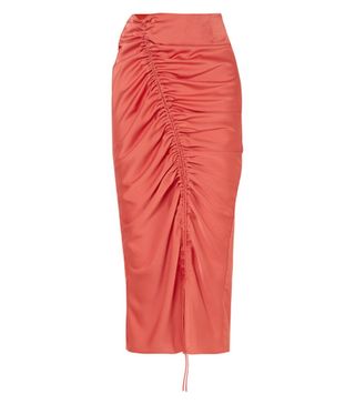 The Line by K + Sisilia Ruched Hammered-Satin Skirt