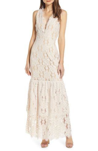 Wayf + Meander Tiered Lace Cotton Blend Maxi Dress