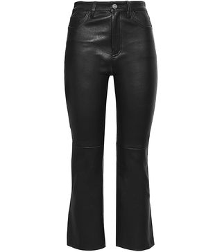 Current/Elliott + Cropped Stretch-Leather Bootcut Pants