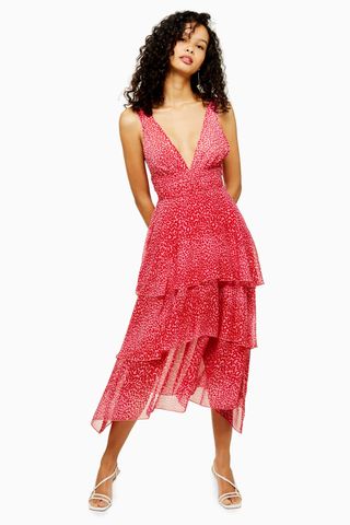 Topshop + Pink Leopard Pinafore Dress