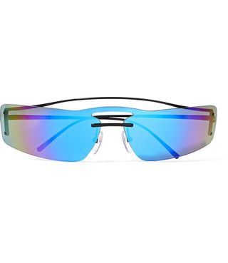 Prada + Square-Frame Metal Mirrored Sunglasses