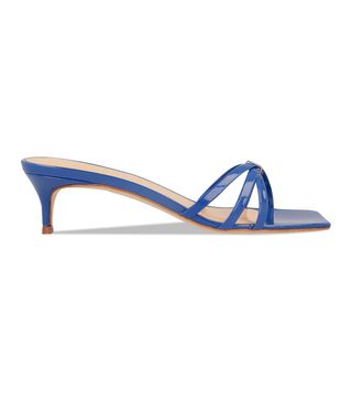 By Far + Libra Blue Patent Leather Heels