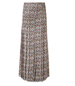 Victoria Beckham + Pleated Floral-Print Metallic Silk-Blend Chiffon Maxi Skirt