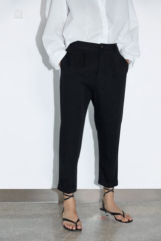 Zara + Pants With Turned-Up Hem