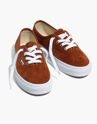 Vans + Authentic Lace-Up Sneakers in Brown Suede