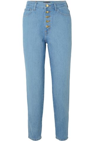 J Brand + Heather Cropped High-Rise Straight-Leg Jeans