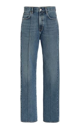 Goldsign + The Martin Pintucked Rigid High-Rise Straight-Leg Jeans