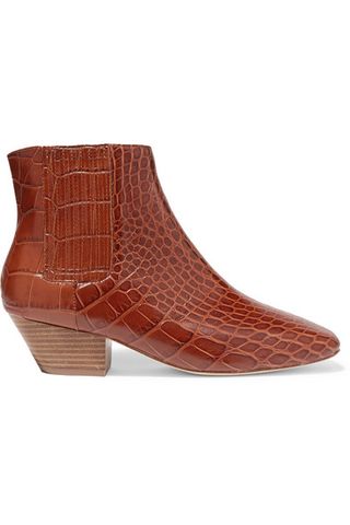 Nanushka + Salsa Croc-Effect Leather Ankle Boots