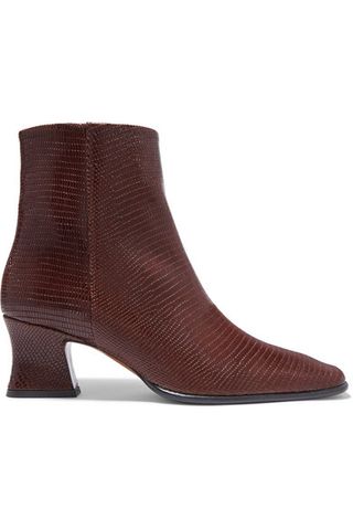 By Far + Naomi Lizard-Effect Leather Ankle Boots