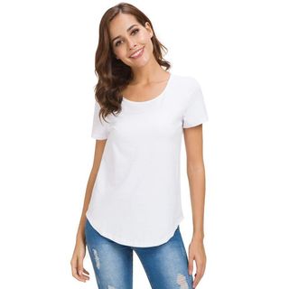 Coreal + Casual Curved-Hem T-Shirt