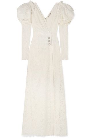 Alessandra Rich + Crystal-Embellished Cotton-Bend Lace Gown