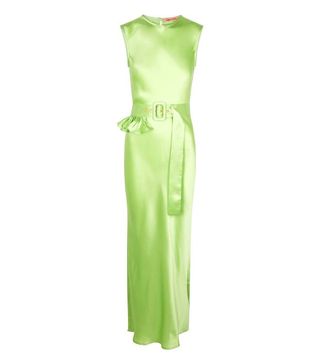Maggie Marilyn + Take a Bite Green Belted Silk Maxi Dress