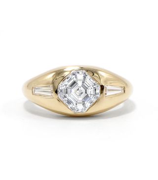 Ashley Zhang + Asscher Cut Gypsy Engagement Ring