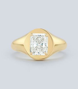 Jemma Wynne + Bespoke Radiant Diamond Signet Engagement Ring