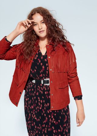 Mango + Fringe Leather Jacket - Plus Sizes | Violeta by Mango Usa