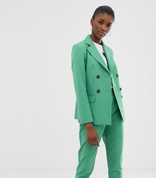 ASOS Design + Double Breasted Suit Blazer in Sage