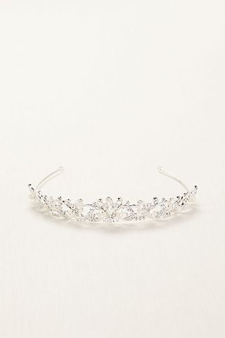 David's Bridal + Mid Height Tiara with Pearls and Crystals