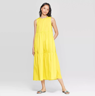 Who What Wear + Sleeveless Crewneck Tiered Maxi Dress