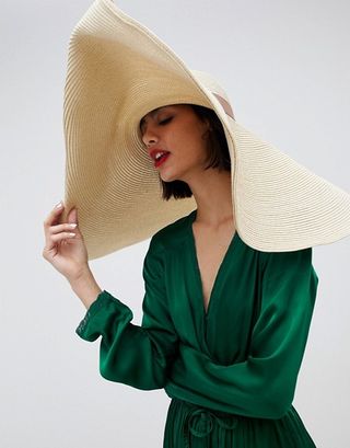 ASOS Design + Oversize Turn Back Brim Straw Hat