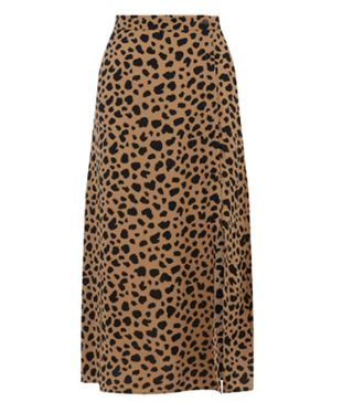 Warehouse + Animal-Print Side Skirt
