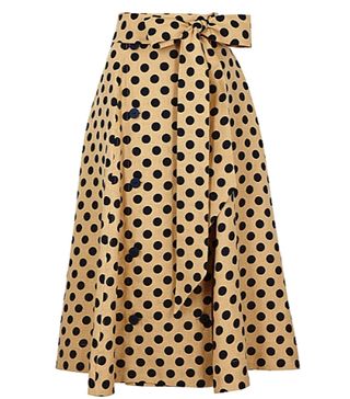 Lisa Marie Fernandez + Diana Polka-Dot Linen Midi Skirt